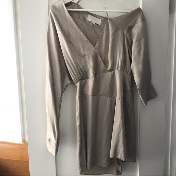 Michelle Mason Off Shoulder Mini Dress - Platinum - Picture 5 of 7